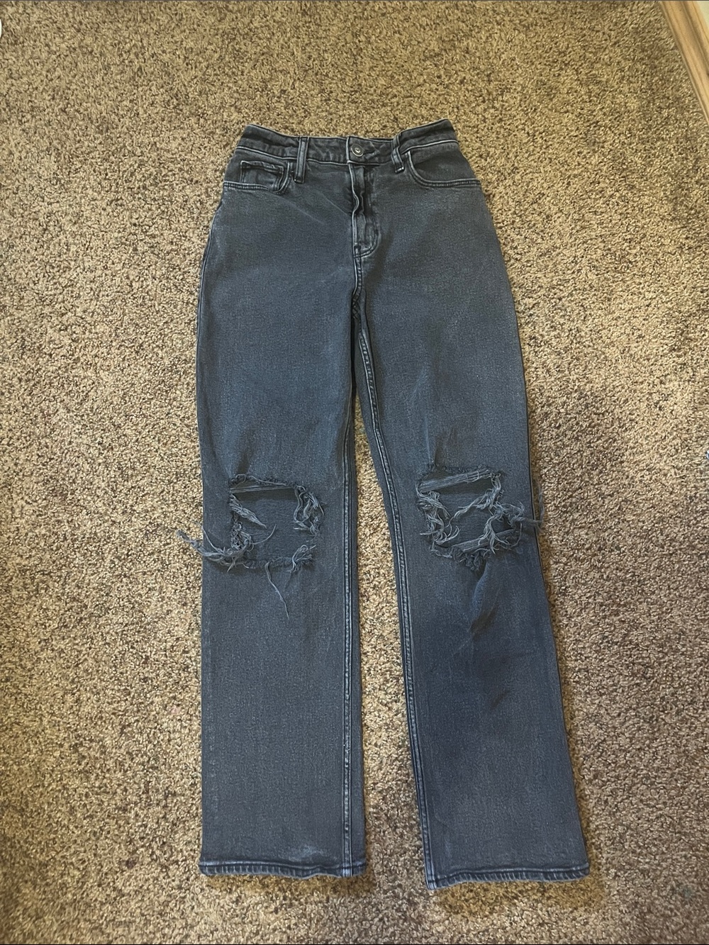 Ultra High Rise Hollister High Rise Black Distressed Straight Jeans